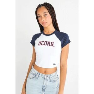 Hype and Vice UCONN Huskies Womens Crop Top Raglan T Shirt Size S